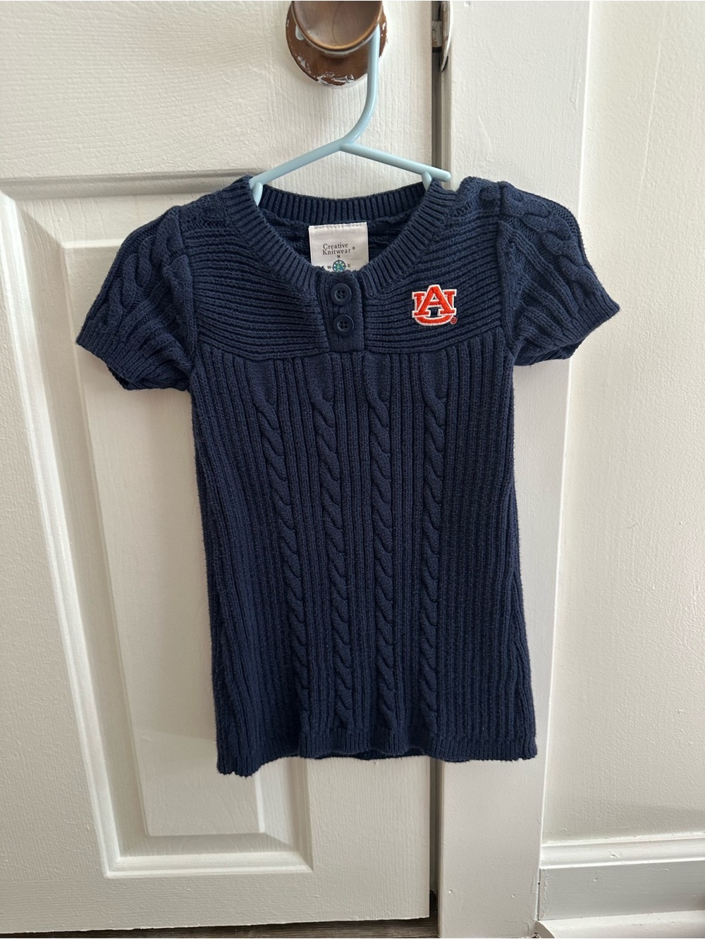 Navy Auburn Cable Knit Sweater Dress, 12mo